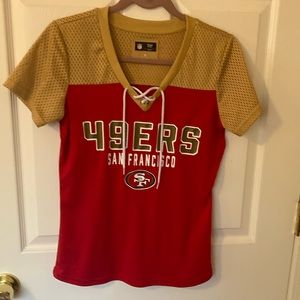 NFL team apparel size small red and gold San Francisco 49ers top